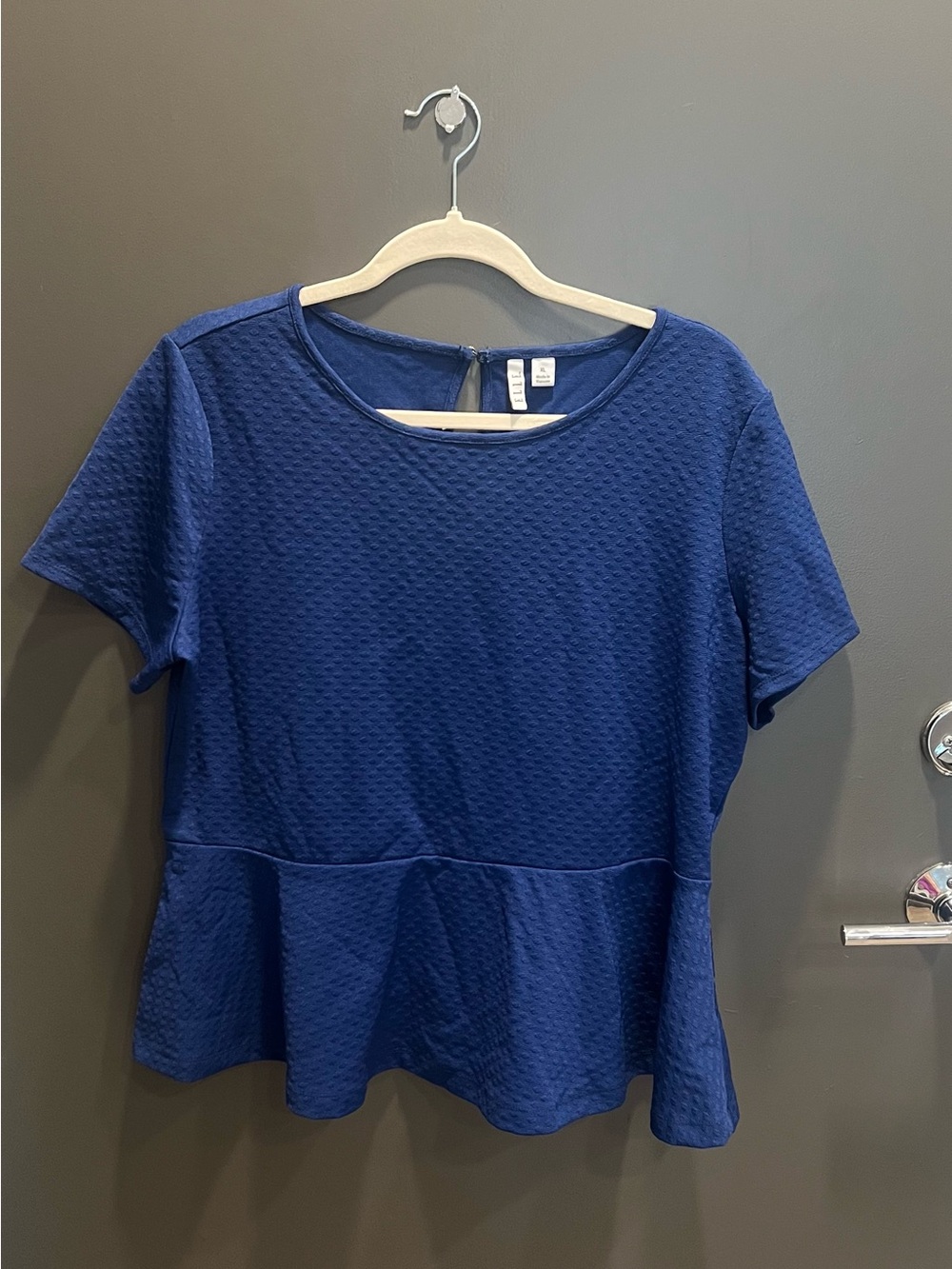 ELLE Royal Blue Textured Peplum Top XL